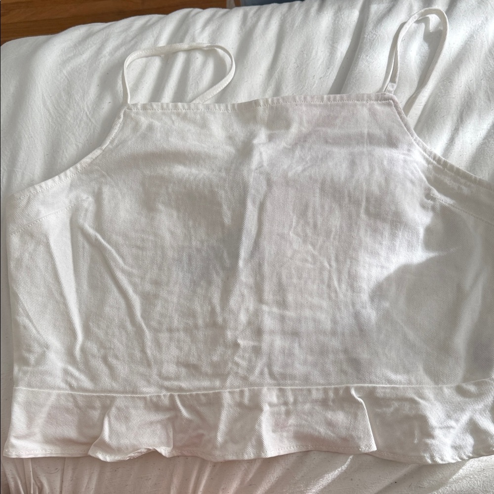 American Eagle Cream Smocked Tank Top